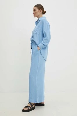 Answear Lab koszula i spodnie z lnem kolor niebieski