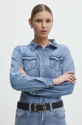 Answear Lab koszula jeansowa damska kolor niebieski regular z kołnierzykiem klasycznym