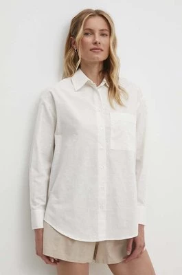 Answear Lab koszula z lnem kolor biały relaxed z kołnierzykiem klasycznym