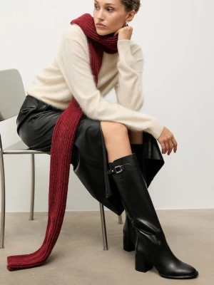 Answear.LAB kozaki skórzane damskie kolor czarny na słupku