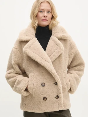 Answear.LAB kurtka damska kolor beżowy przejściowa oversize