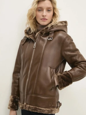 Answear.LAB kurtka damska kolor brązowy przejściowa oversize