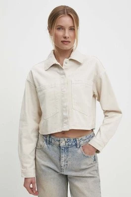 Answear Lab kurtka jeansowa damska kolor beżowy przejściowa