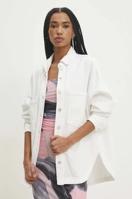 Answear Lab kurtka jeansowa damska kolor biały przejściowa oversize