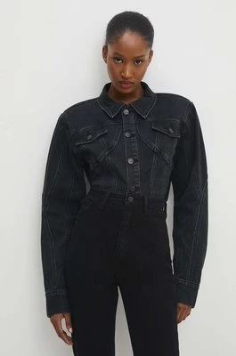 Answear Lab kurtka jeansowa damska kolor czarny przejściowa