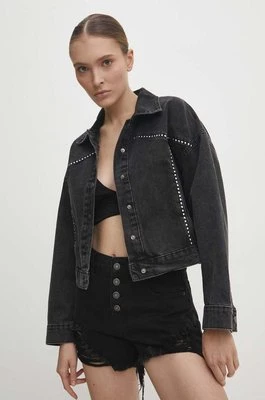 Answear Lab kurtka jeansowa damska kolor czarny przejściowa oversize
