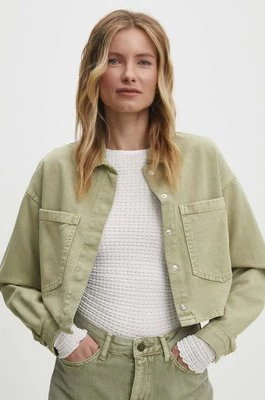 Answear Lab kurtka jeansowa damska kolor zielony przejściowa