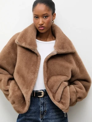 Answear.LAB kurtka kolor beżowy przejściowa oversize