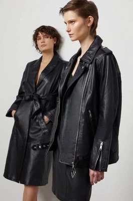 Answear Lab kurtka skórzana damska kolor czarny przejściowa