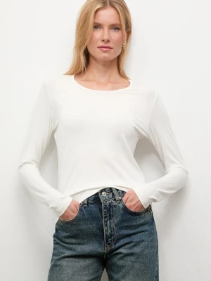 Answear.LAB longsleeve z jedwabiem kolor biały