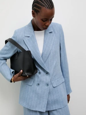 Answear.LAB marynarka dwurzędowa damska z dodatkiem lnu