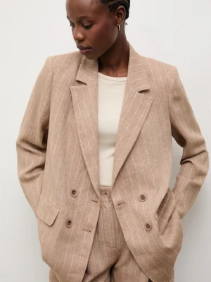 Answear.LAB marynarka dwurzędowa damska z dodatkiem lnu