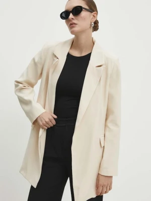 Answear.LAB marynarka kolor beżowy niezapinana gładka