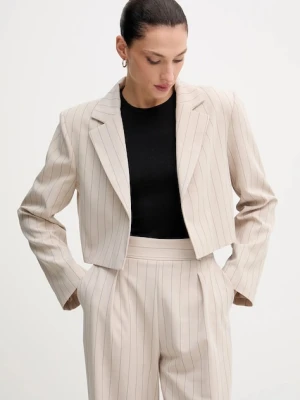 Answear.LAB marynarka kolor beżowy niezapinana wzorzysta