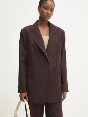 Answear.LAB marynarka kolor bordowy jednorzędowa gładka