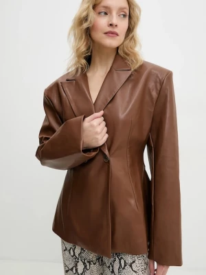 Answear.LAB marynarka kolor brązowy dwurzędowa gładka