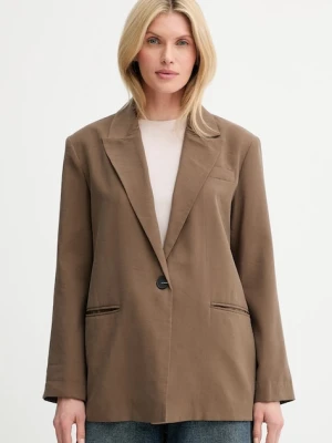 Answear Lab marynarka kolor brązowy oversize gładka
