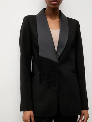 Answear.LAB marynarka kolor czarny jednorzędowa gładka