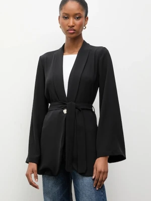 Answear.LAB marynarka kolor czarny jednorzędowa gładka