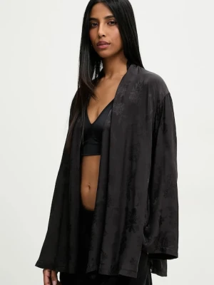 Answear.LAB marynarka kolor czarny niezapinana wzorzysta