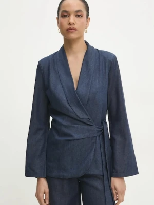 Answear.LAB marynarka kolor niebieski niezapinana gładka
