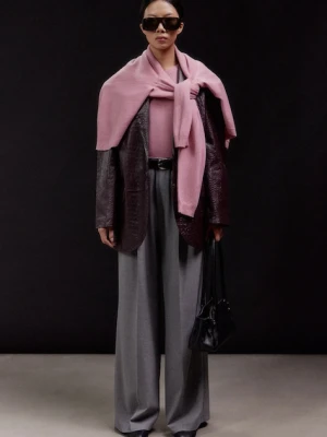 Answear.LAB marynarka skórzana kolor bordowy jednorzędowa gładka