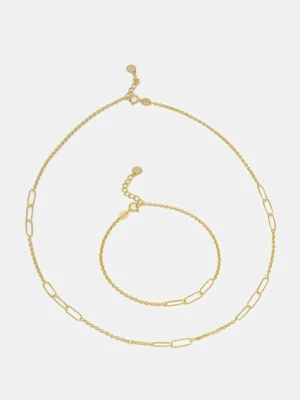 Answear.LAB naszyjnik i bransoletka ze srebra pokrytego złotem