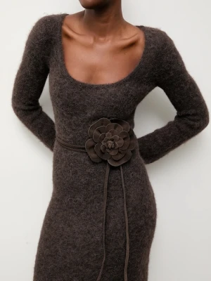 Answear.LAB pasek zamszowy damski kolor brązowy