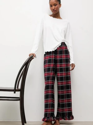 Answear.LAB piżama bawełniana kolor czerwony koronkowa