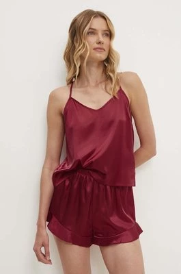 Answear Lab piżama damska kolor czerwony satynowa