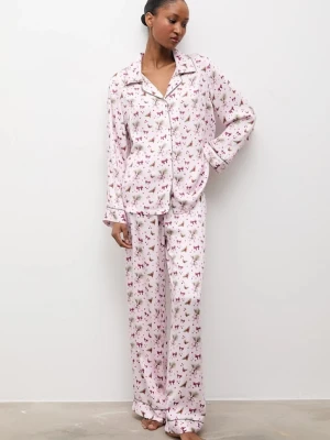Answear.LAB piżama świąteczna damska kolor różowy