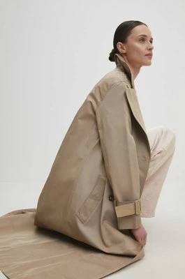 Answear Lab płaszcz bawełniany kolor brązowy przejściowy dwurzędowy
