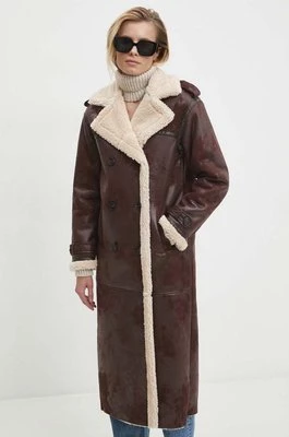 Answear Lab płaszcz damski kolor brązowy przejściowy dwurzędowy