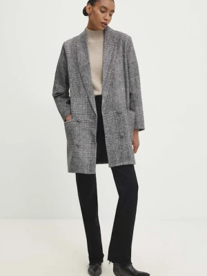 Answear.LAB płaszcz damski kolor czarny przejściowy dwurzędowy