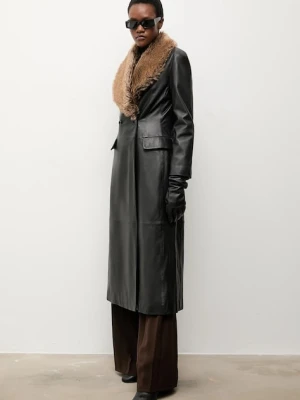 Answear.LAB płaszcz skórzany kolor czarny