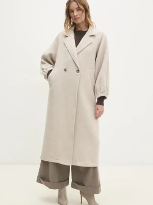 Answear.LAB płaszcz wełniany kolor beżowy przejściowy oversize