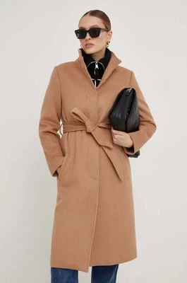 Answear Lab płaszcz wełniany kolor brązowy