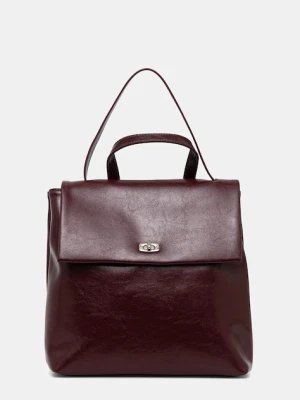 Answear.LAB plecak skórzany damski kolor bordowy mały gładki