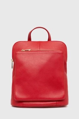 Answear Lab plecak skórzany damski kolor czerwony mały gładki