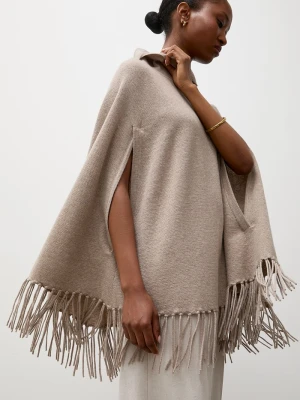 Answear.LAB poncho damskie wełniane beżowy