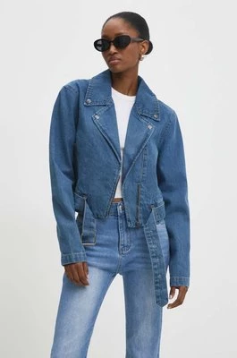 Answear Lab ramoneska jeansowa damska kolor niebieski przejściowa