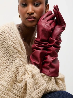 Answear.LAB rękawiczki skórzane damskie kolor bordowy