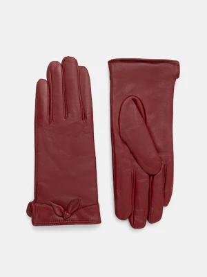 Answear.LAB rękawiczki skórzane damskie kolor bordowy