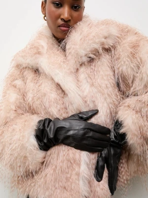 Answear.LAB rękawiczki skórzane damskie kolor brązowy