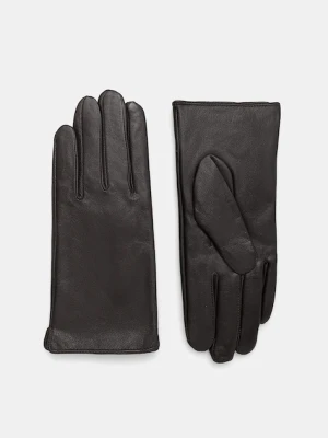 Answear.LAB rękawiczki skórzane damskie kolor brązowy