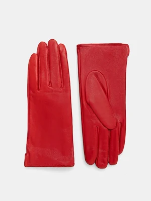 Answear.LAB rękawiczki skórzane damskie kolor czerwony