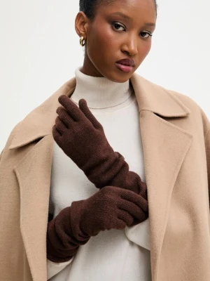 Answear.LAB rękawiczki z dodatkiem wełny damskie kolor brązowy