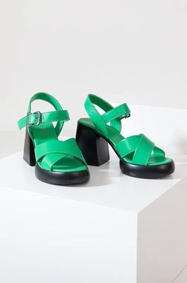 Answear Lab sandały skórzane X kolekcja limitowana BE SHERO kolor zielony