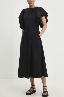 Answear Lab spódnica bawełniana kolor czarny midi rozkloszowana