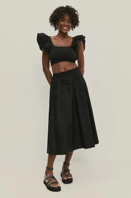 Answear Lab spódnica bawełniana kolor czarny midi rozkloszowana